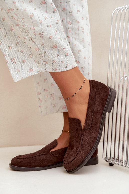 Chocolade dames mocassins van faux suede Laisie