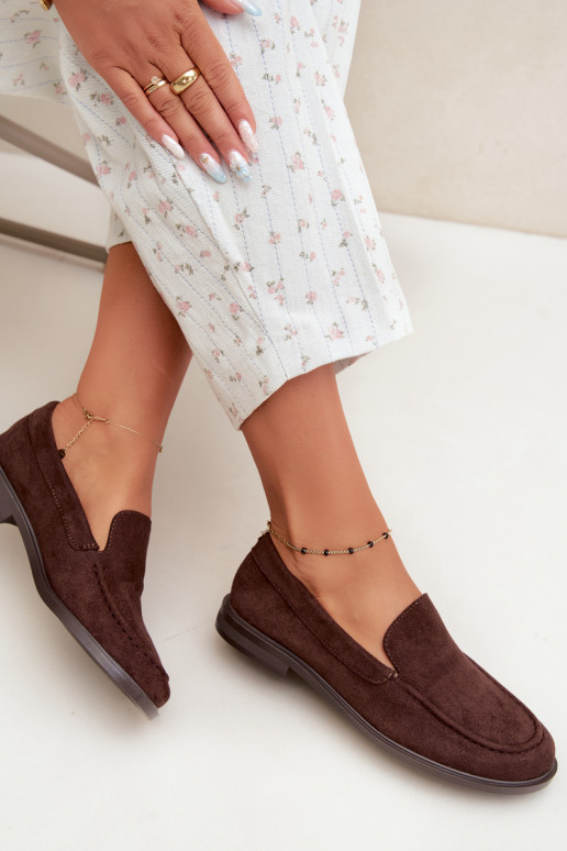 Chocolade dames mocassins van faux suede Laisie