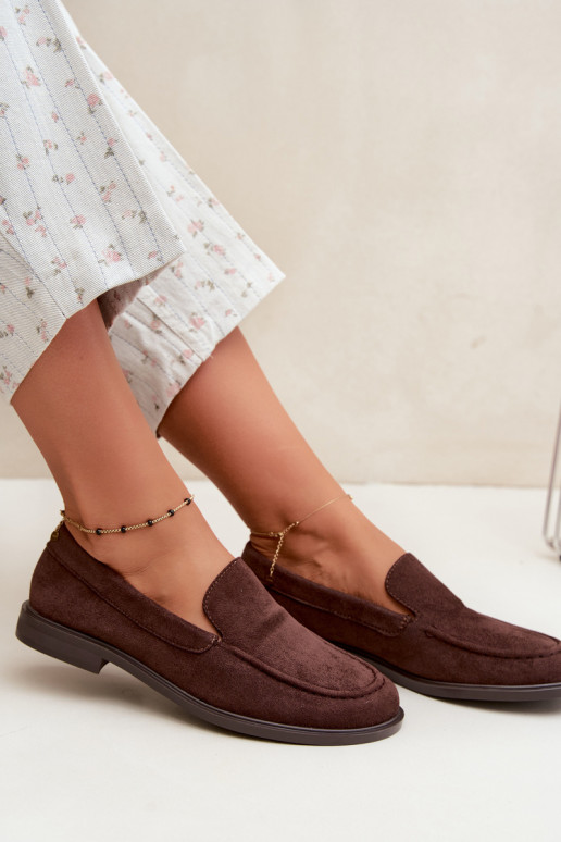 Chocolade dames mocassins van faux suede Laisie