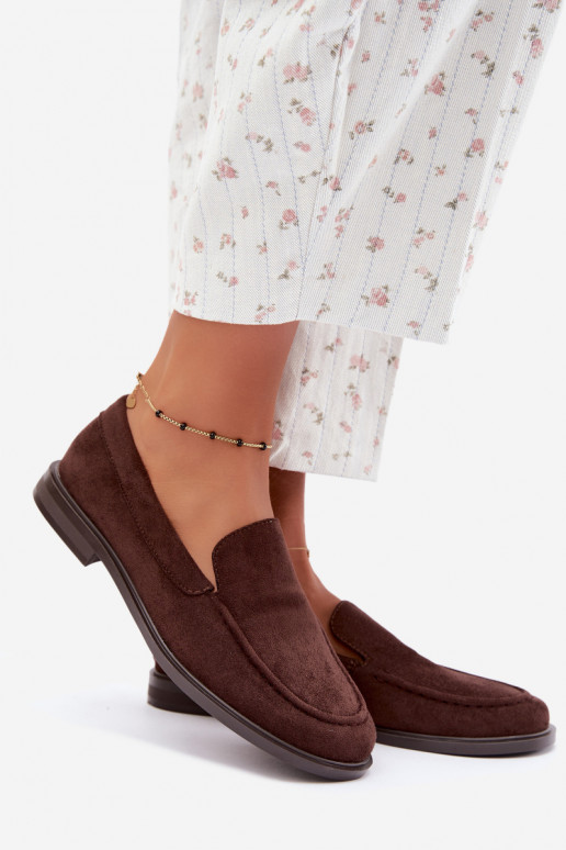 Chocolade dames mocassins van faux suede Laisie