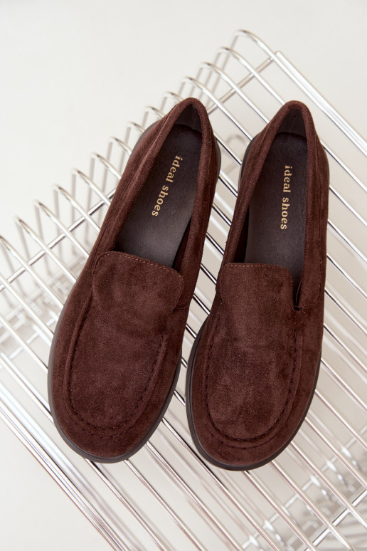 Chocolade dames mocassins van faux suede Laisie