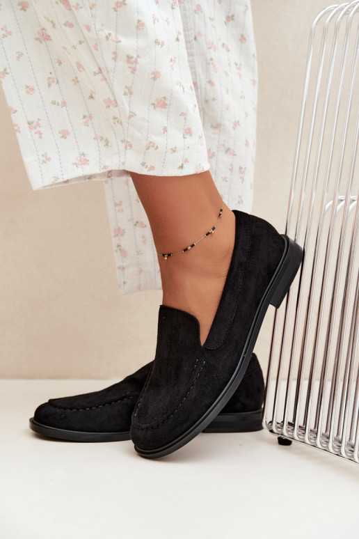 Zwarte dames mocassins van faux suede Laisie