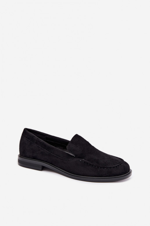 Zwarte dames mocassins van faux suede Laisie