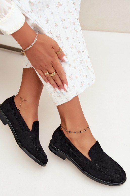 Zwarte dames mocassins van faux suede Laisie