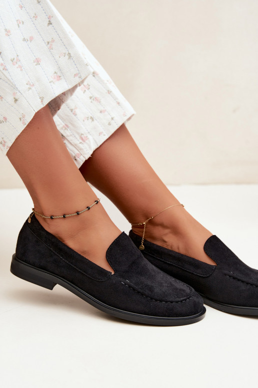 Zwarte dames mocassins van faux suede Laisie
