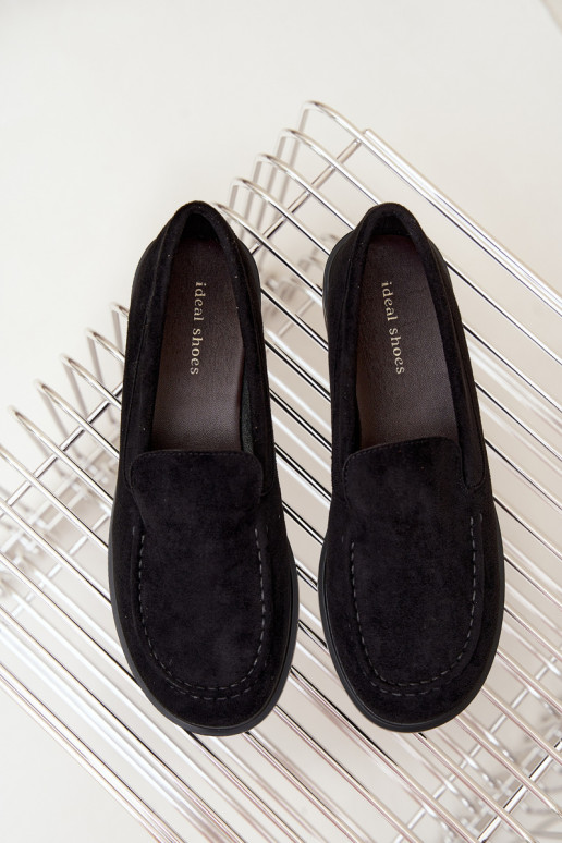Zwarte dames mocassins van faux suede Laisie