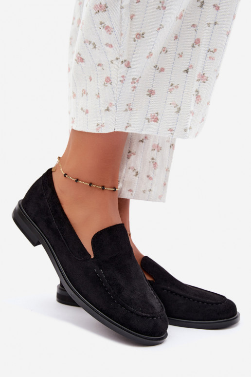 Zwarte dames mocassins van faux suede Laisie