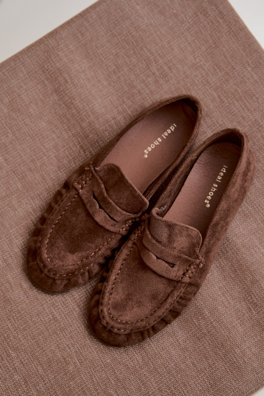 Damesmokassins met ruches van faux suede in bruin Sabley