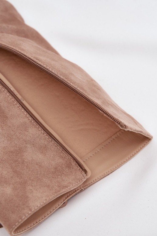 Zandkleurige cowboy-stijl laarzen tot boven de knie met hakken en franjes Tivara