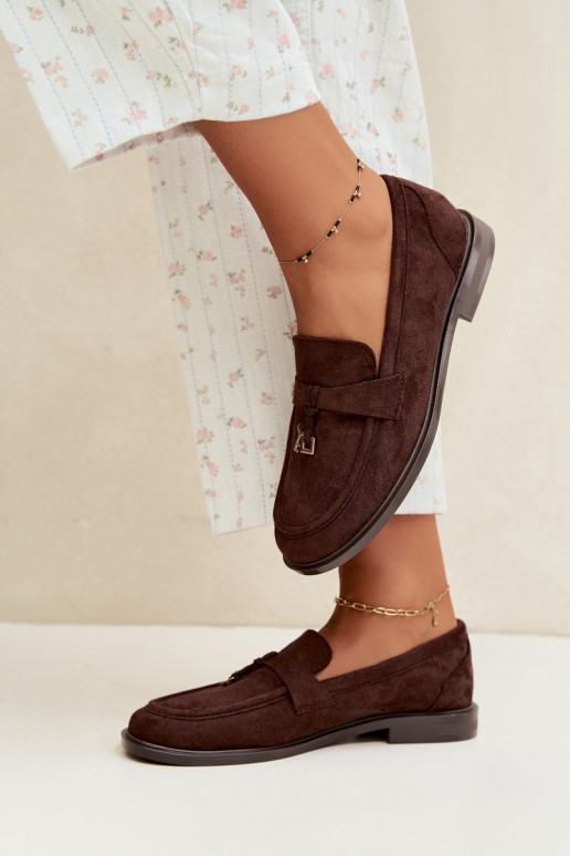 dames mocassins van faux suede chocolade Raylie