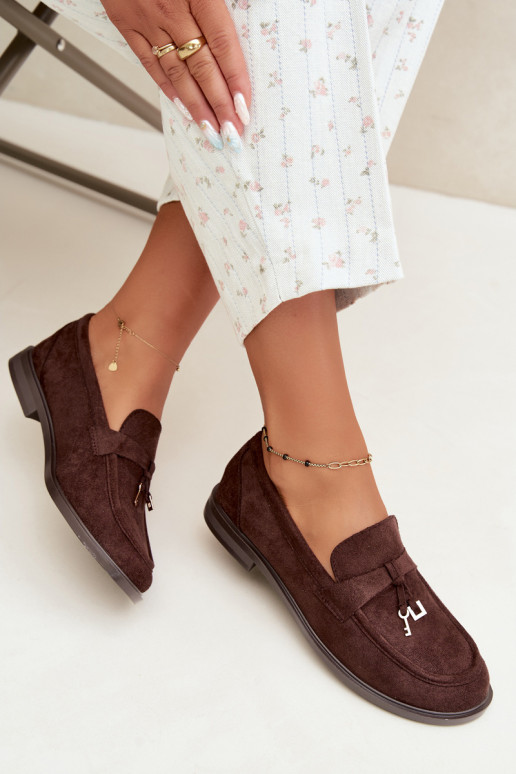 dames mocassins van faux suede chocolade Raylie