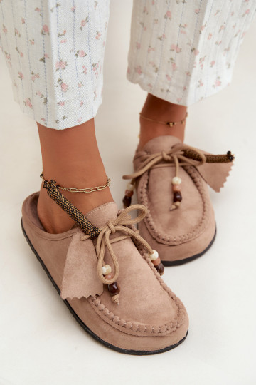 dames slippers Mule met bont zandkleurig Melia