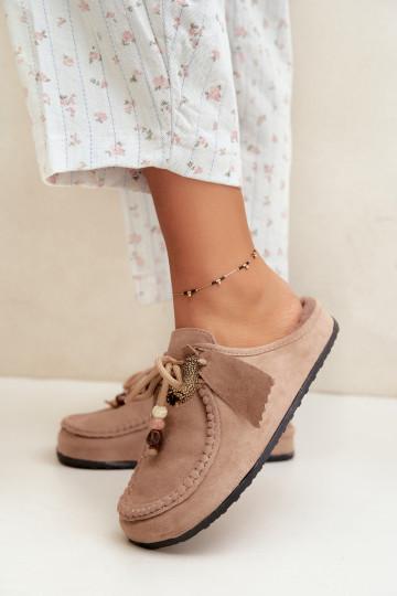 dames slippers Mule met bont zandkleurig Melia 2