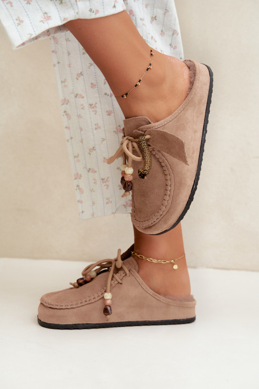 dames slippers Mule met bont zandkleurig Melia