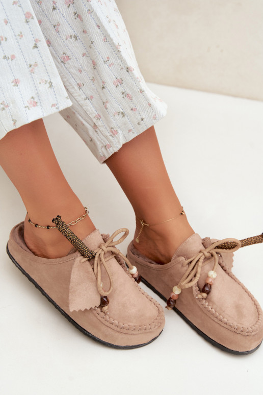 dames slippers Mule met bont zandkleurig Melia