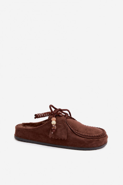 dames slippers Mule met bont chocoladekleurig Melia