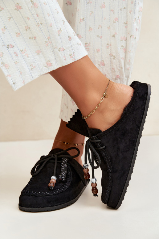 dames slippers Mule met bont zwart Melia