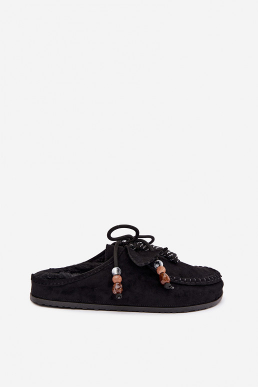dames slippers Mule met bont zwart Melia