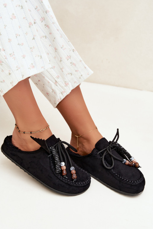 dames slippers Mule met bont zwart Melia