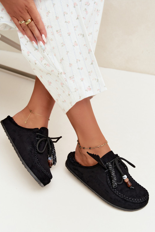 dames slippers Mule met bont zwart Melia