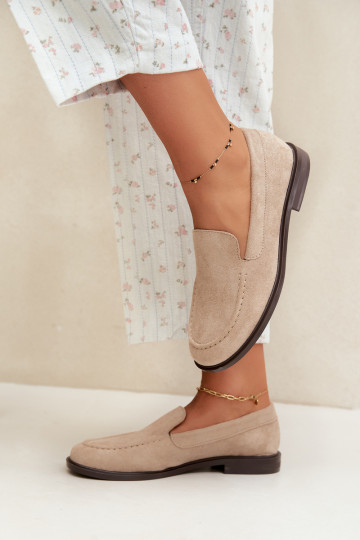 Dames mocassins van faux suede, zandkleur Laisie