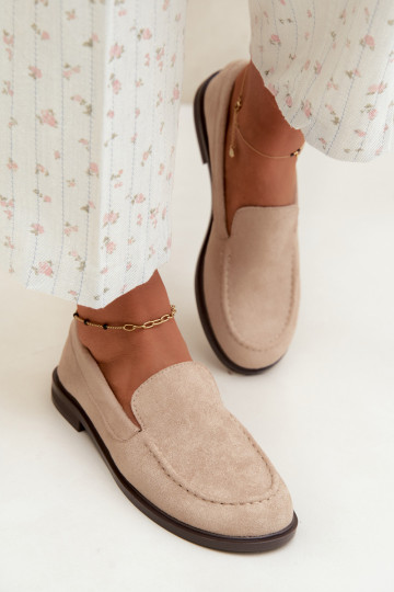 Dames mocassins van faux suede, zandkleur Laisie 2