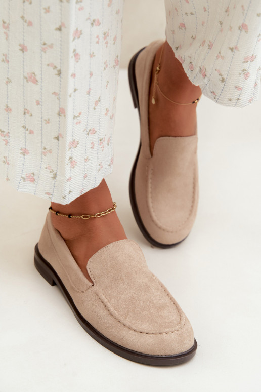 Dames mocassins van faux suede, zandkleur Laisie