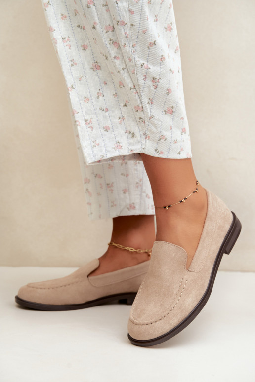 Dames mocassins van faux suede, zandkleur Laisie