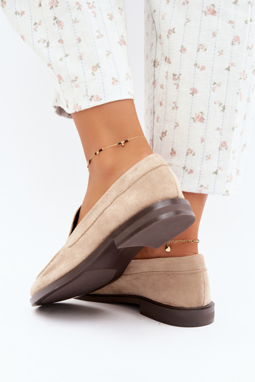 Dames mocassins van faux suede, zandkleur Laisie