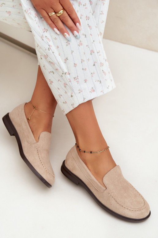 Dames mocassins van faux suede, zandkleur Laisie