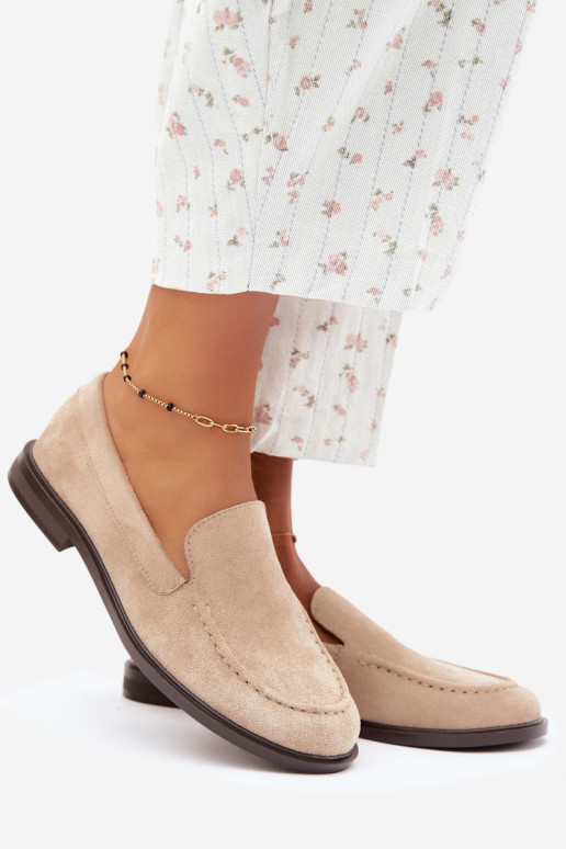 Dames mocassins van faux suede, zandkleur Laisie