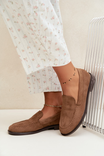 Dames mocassins van faux suede, bruin Laisie