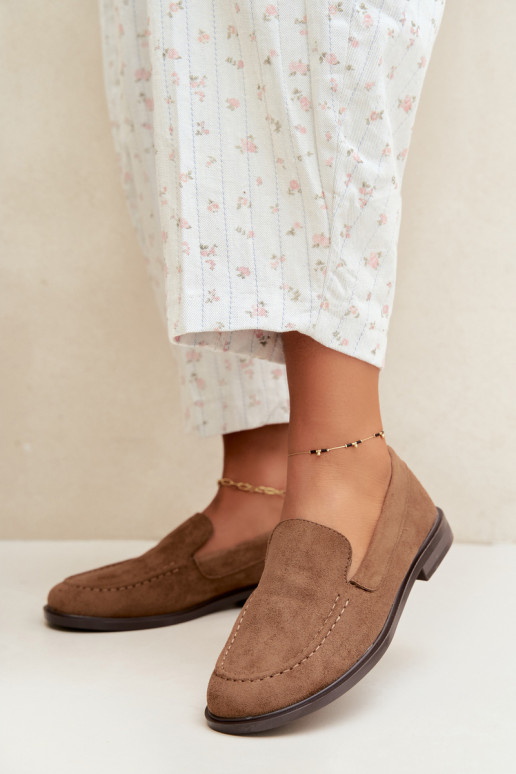 Dames mocassins van faux suede, bruin Laisie
