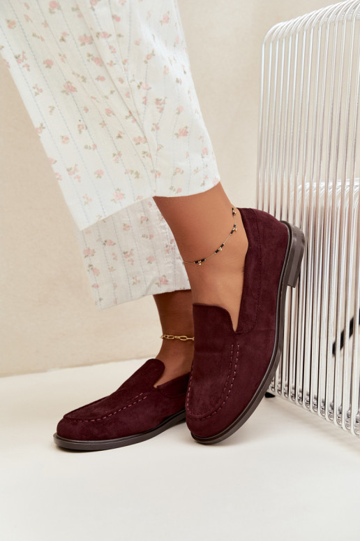 Dames mocassins van faux suede, bordeaux Laisie