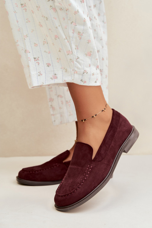 Dames mocassins van faux suede, bordeaux Laisie