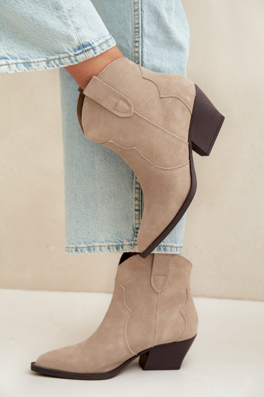 Instap cowboy-stijl enkellaarsjes van faux suede in ivoorkleur Beretta