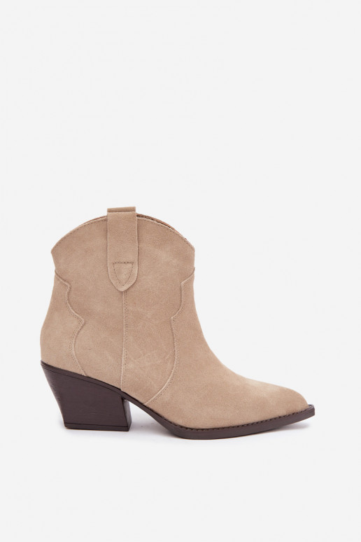 Instap cowboy-stijl enkellaarsjes van faux suede in ivoorkleur Beretta