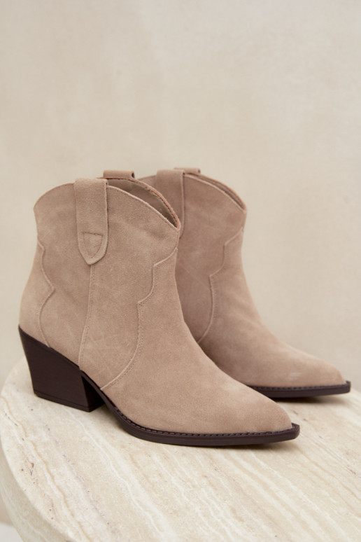 Instap cowboy-stijl enkellaarsjes van faux suede in ivoorkleur Beretta