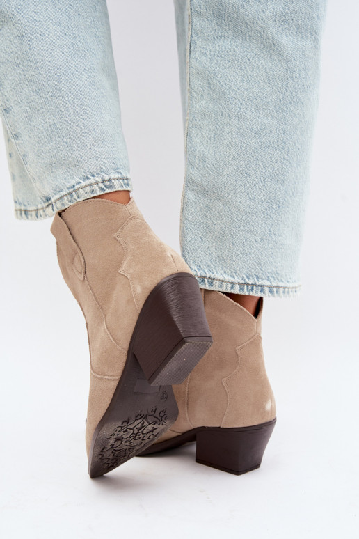 Instap cowboy-stijl enkellaarsjes van faux suede in ivoorkleur Beretta