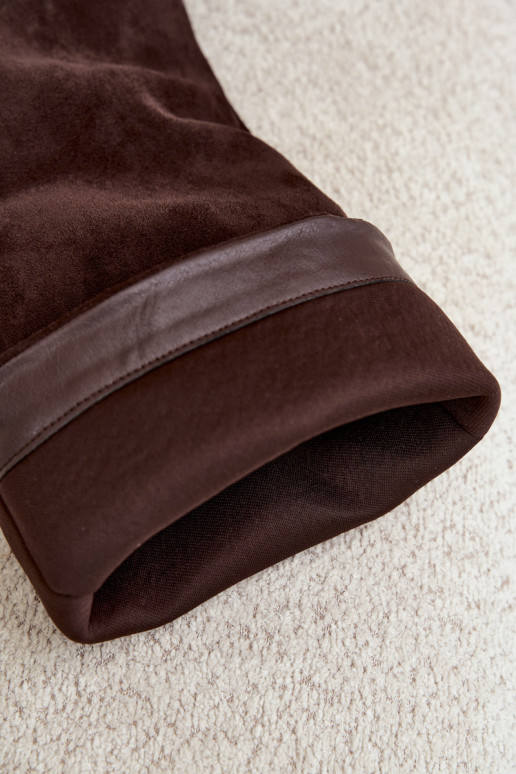 Dames kniehoge instaplaarzen met hakken in faux suede chocoladekleur Carmina