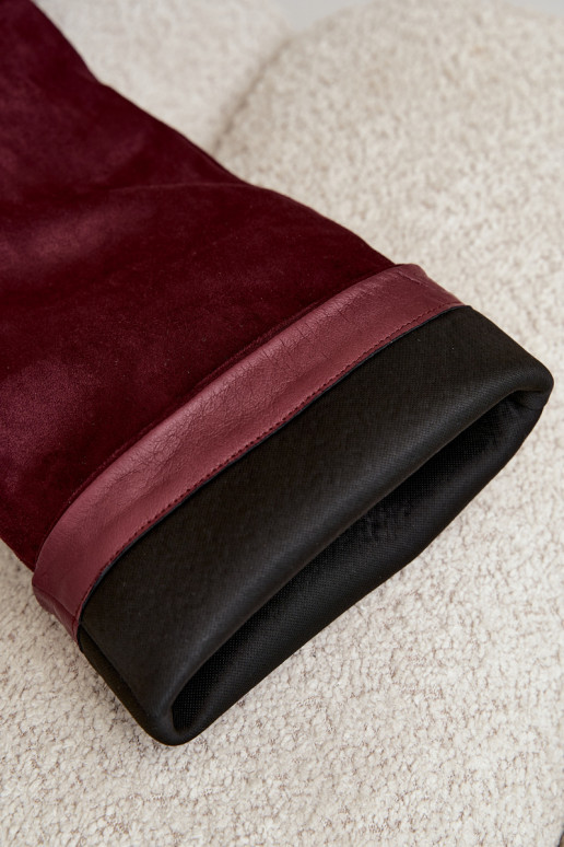 Dames kniehoge instaplaarzen met hakken in faux suede bordeauxkleur Carmina