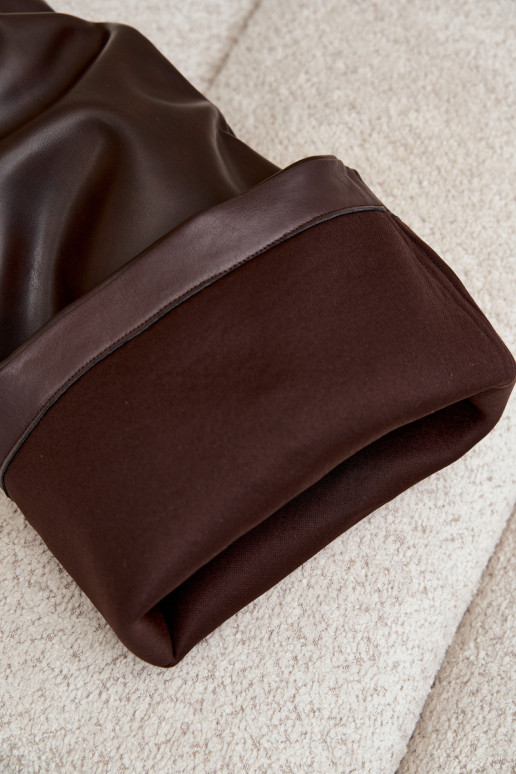 Dames lange laarzen met hak in instapmodel van chocolade faux leather Anica