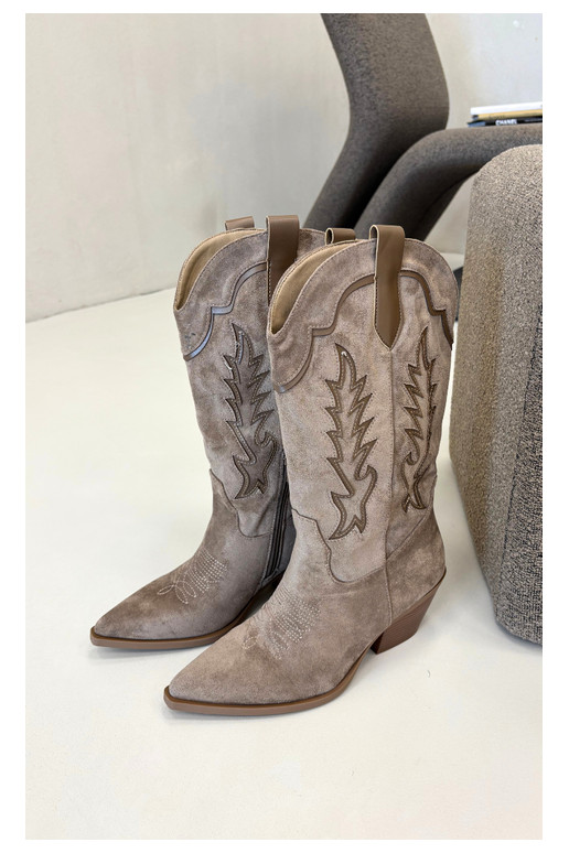 Kniehoge cowboylaarzen v khaki Betina