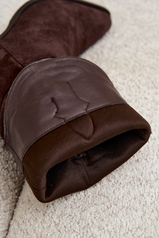 Cowboy kniehoge laarzen met hakken in chocoladekleur Hartley