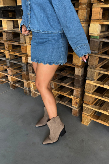 Khaki suède cowboy-stijl geïsoleerde laarzen met hakken Pelsa 2