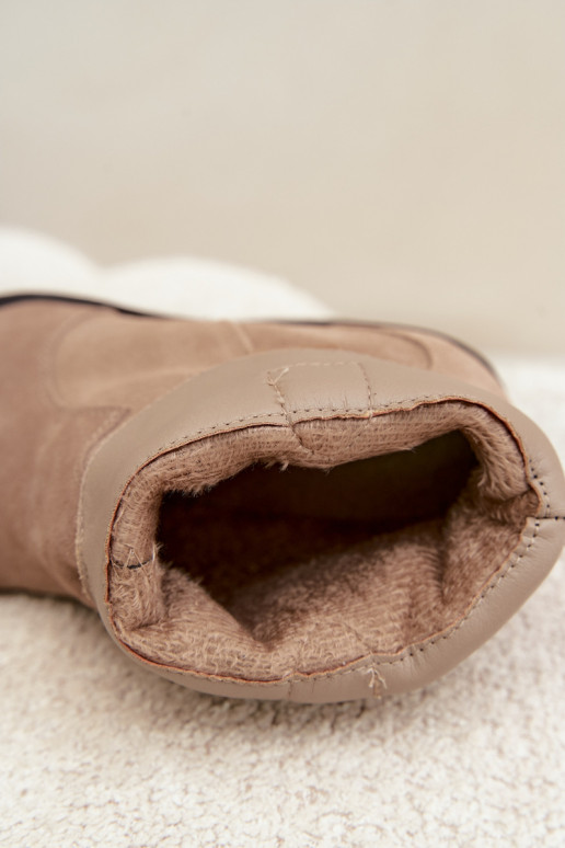 Khaki suède cowboy-stijl geïsoleerde laarzen met hakken Pelsa