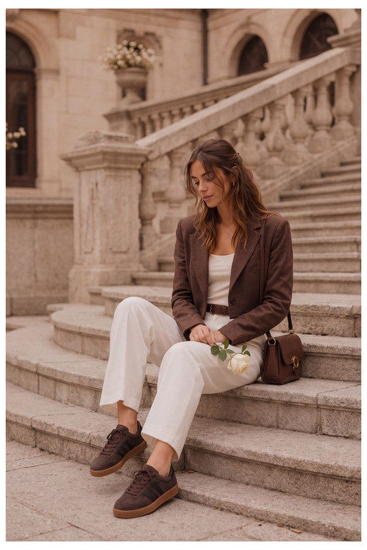 Dames sneakers in chocolade faux suede Bellmont
