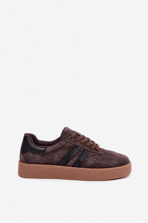 Dames sneakers in chocolade faux suede Bellmont