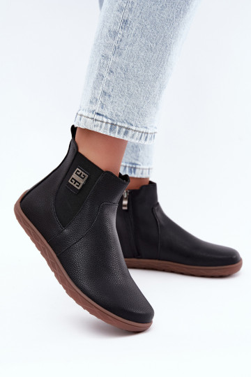 Zwarte leren schoenen Barefoot Altie