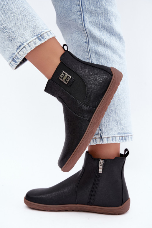 Zwarte leren schoenen Barefoot Altie